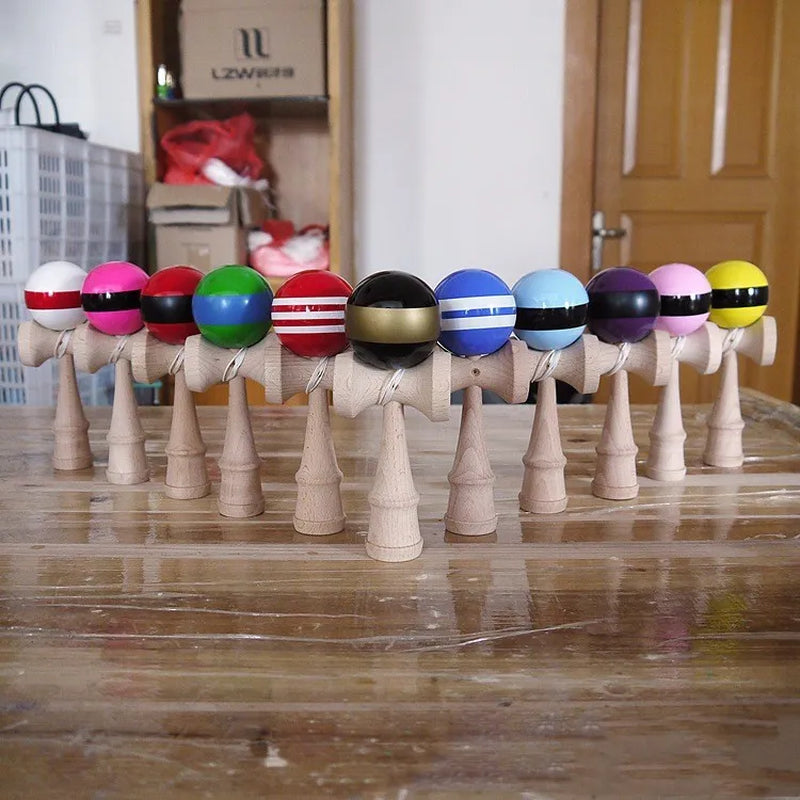 Sales Stripes Line Kendama Ball Big Size 18.5*6Cm Japanese Traditional Wood Kendama Ball Game Toy Education Gift Wood Toys