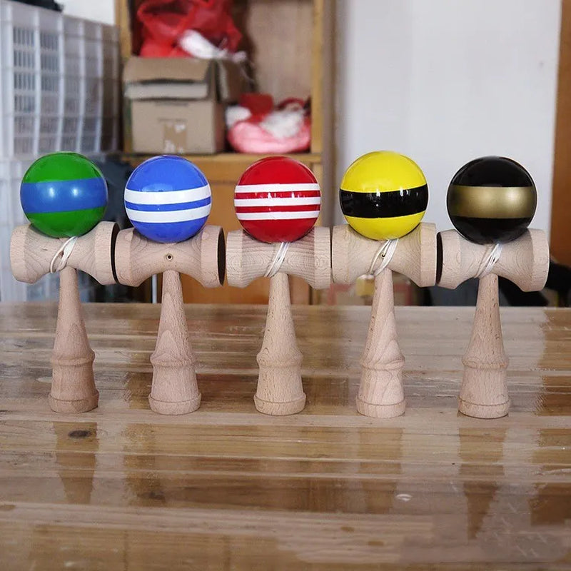 Sales Stripes Line Kendama Ball Big Size 18.5*6Cm Japanese Traditional Wood Kendama Ball Game Toy Education Gift Wood Toys
