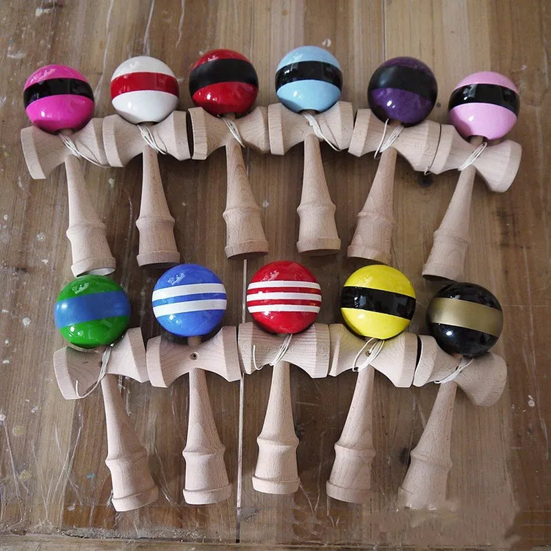 Sales Stripes Line Kendama Ball Big Size 18.5*6Cm Japanese Traditional Wood Kendama Ball Game Toy Education Gift Wood Toys
