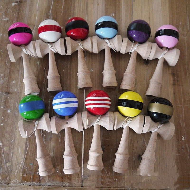 Sales Stripes Line Kendama Ball Big Size 18.5*6Cm Japanese Traditional Wood Kendama Ball Game Toy Education Gift Wood Toys